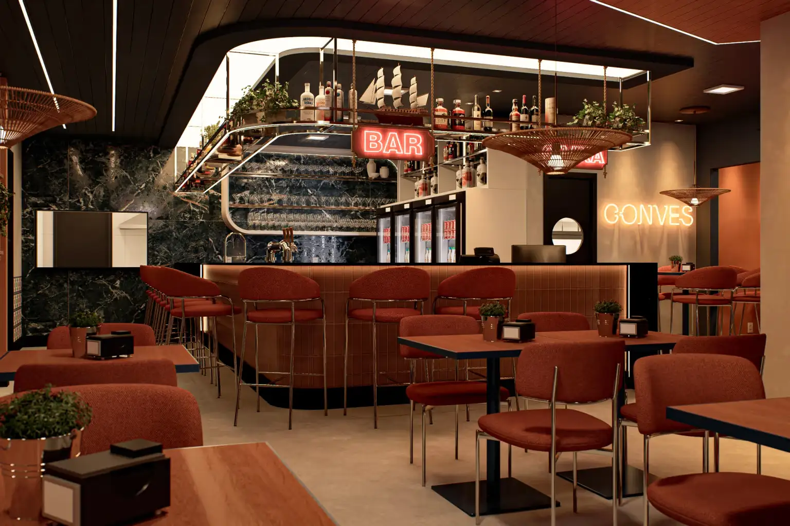 Lavabo com papel de parede tropical e bancada em pedra desenvolvido por arquiteto em Itapema